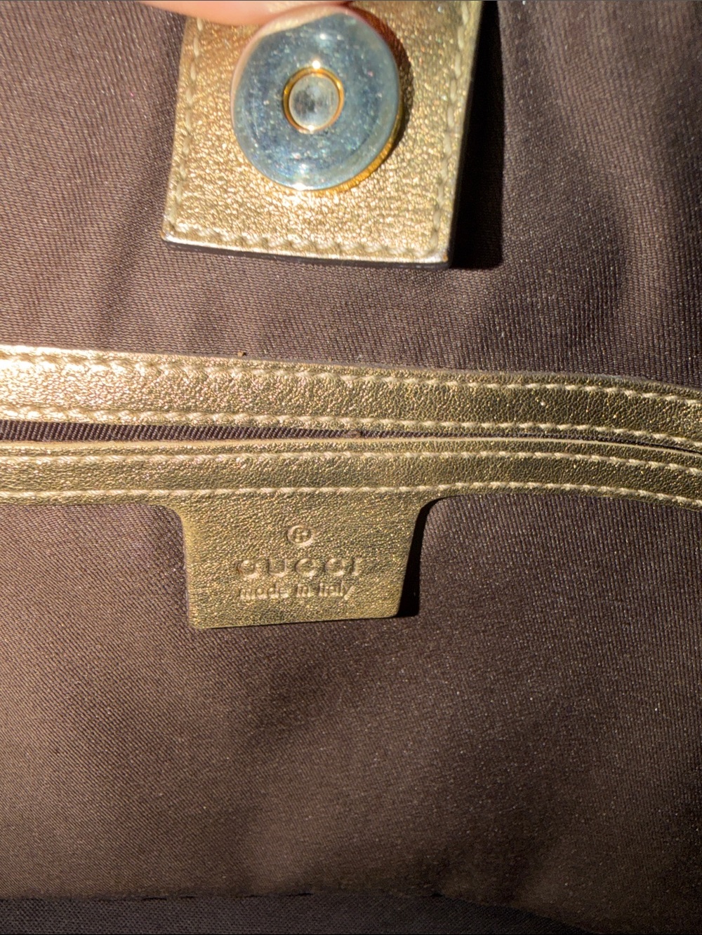 GUCCI Brown GG Monogram Canvas Tote with Gold Trim - Picture 7 of 15